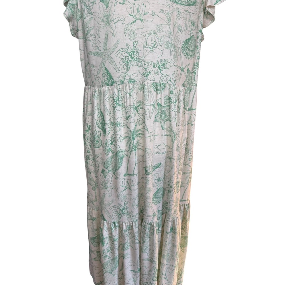 Jane and Delancey Pale Mint Botanical Collared Midi Dress - Picture 9 of 14